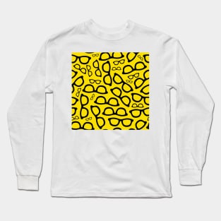 Glasses Pattern Yellow and Black Long Sleeve T-Shirt